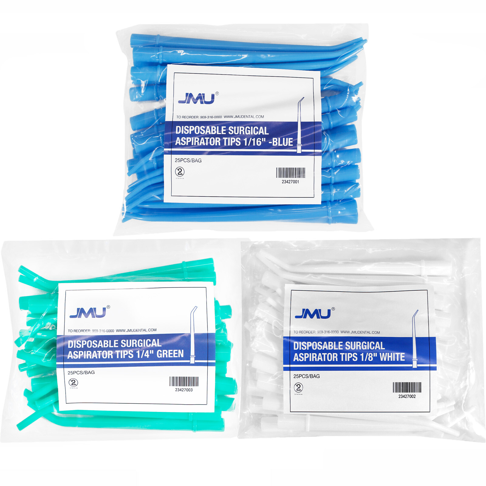 100 (4Bags) JMU Dental Aspirator Tips Surgical Suction Saliva PE 1/4″ 1/8″ 1/16″
