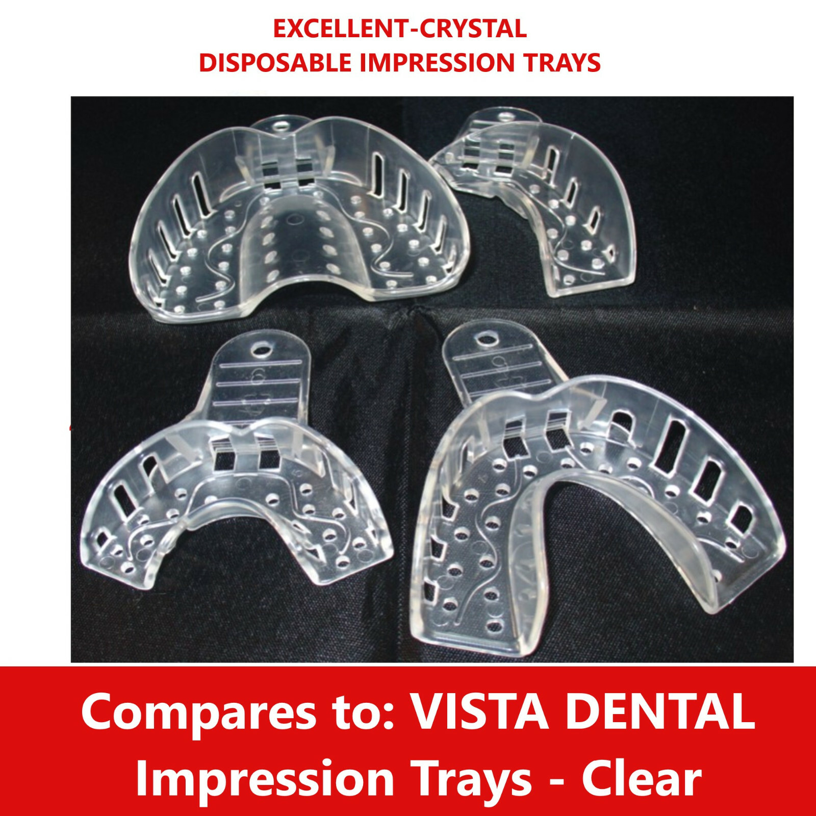 Dental Clear VPS Impression Trays Excellent Crystal (CHOOSE SIZE) (1 Bag of 12)