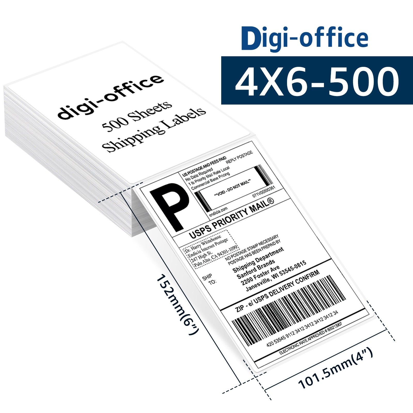 50PK of 500 4×6 Fanfold Direct Thermal Shipping Label for Zebra Rollo Printer