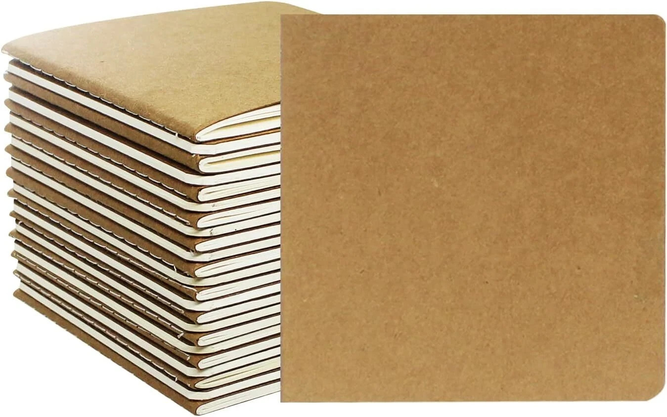 24 Pack Mini Kraft Paper Blank Notebook 4×4 Inch Unlined Journals Sketchbooks