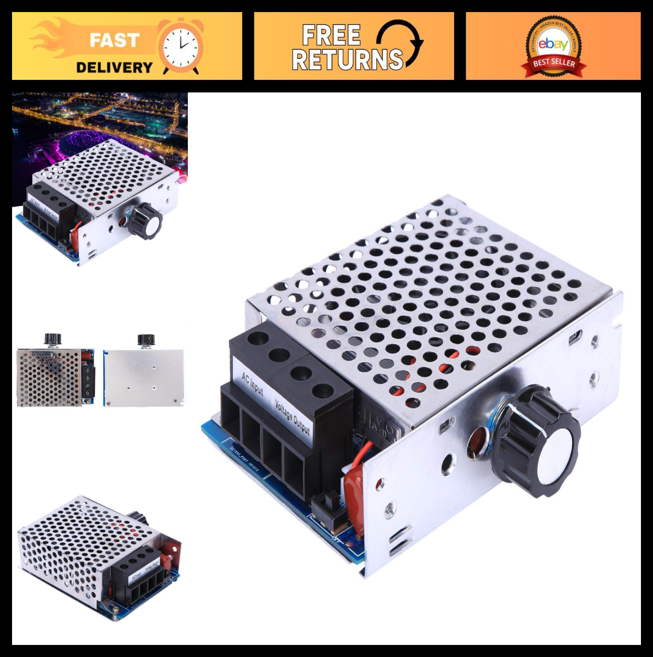 10000W Voltage Regulator 110V/230V, SCR Dimmer & Motor Speed Controller