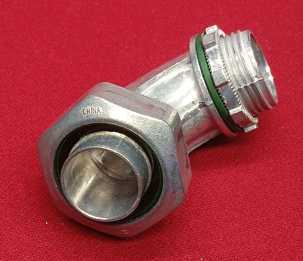 10 Bridgeport 1″ 90° Liquid Tight Flexible Conduit Connectors, Zinc 472-LT2