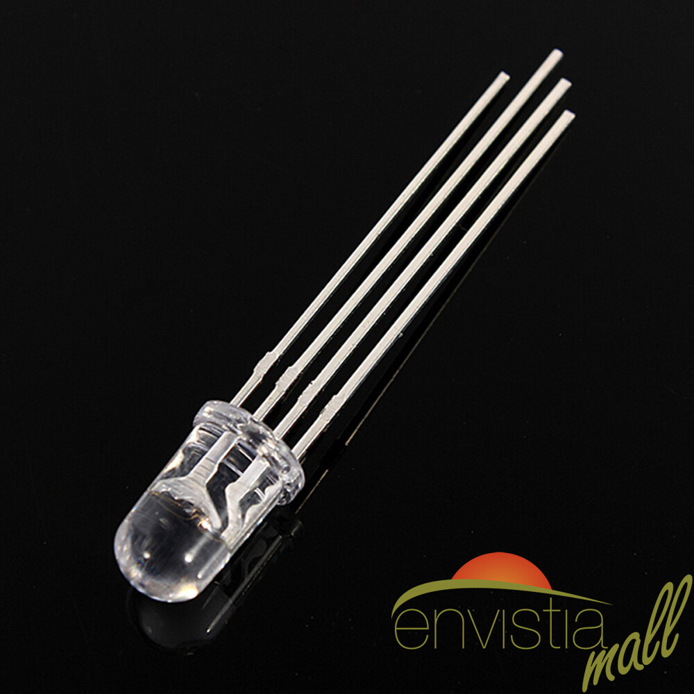 5mm Clear RGB LED Common Anode 4-Pin Tri-Color Red Green Blue Diodes 5/10/25 Pcs