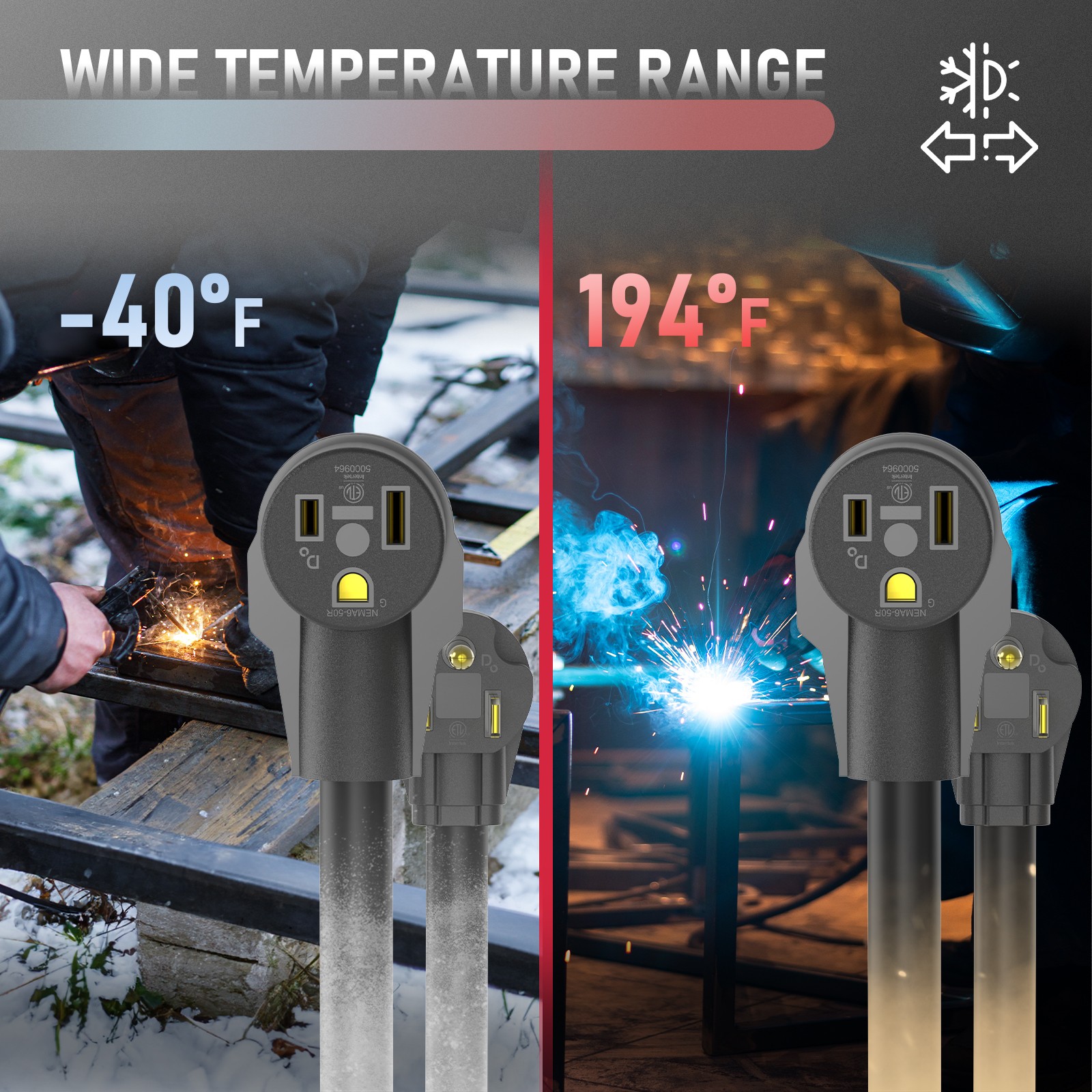 20ft/40ft 250 Volt 50 Amp, 10/3 Welder Extension Cord for Welding Machine