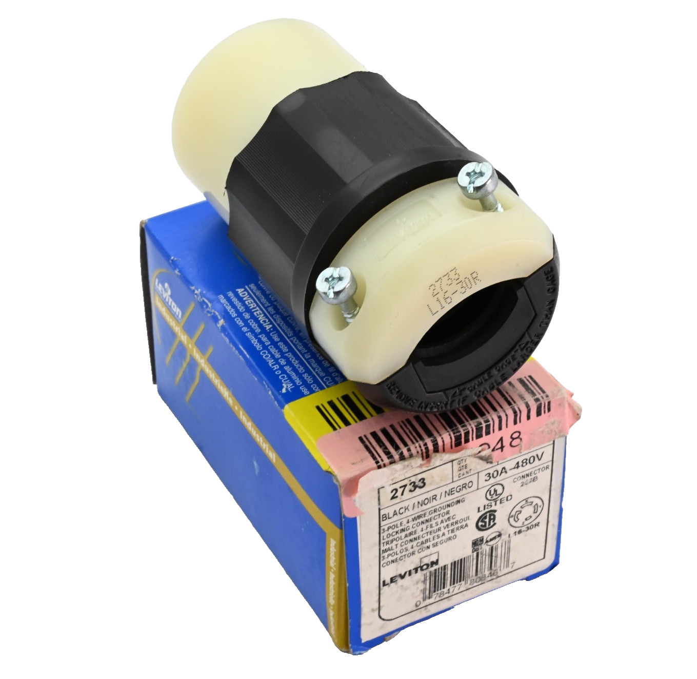 Leviton 2733 Locking Plug Black 30A 480V 3P 4 Wire Grounding L16-30R
