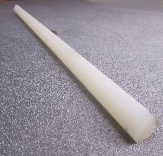Nylon 6/6 Natural Tint Hex Rod 7/16″ (.437″) Hex x 12″ Length