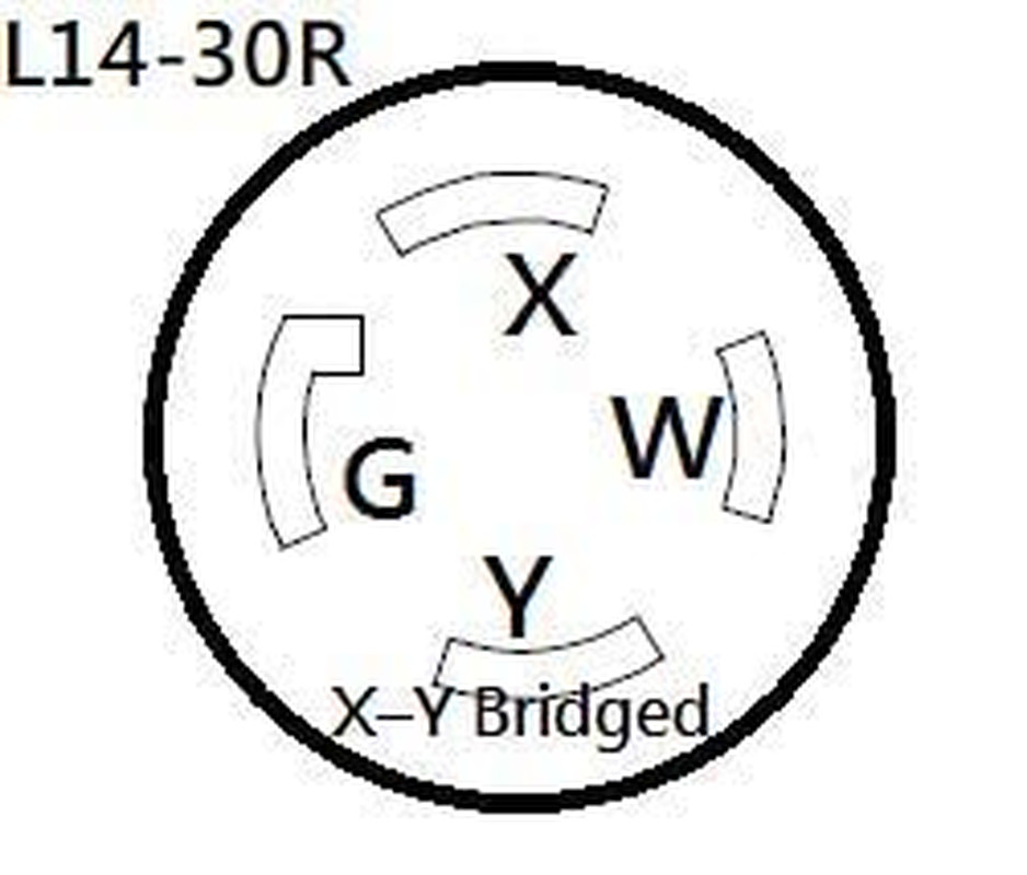 67867 NEMA TT-30P to L14-30R 1-Piece Adapter, RV 30A TT-30 Male Plug to Generato