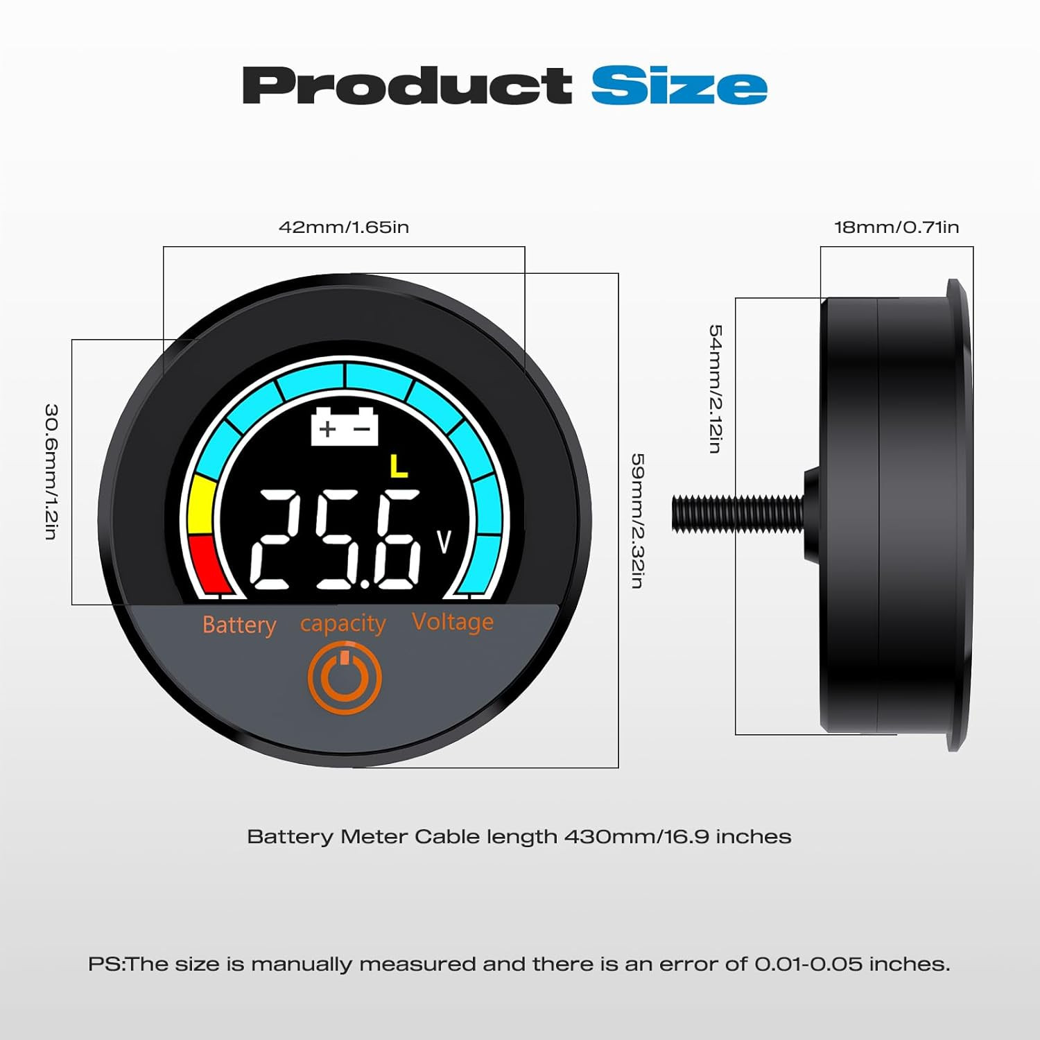 IP67 Waterproof Battery Monitor 12V 24V 36V 48V 60V 72V 84V with Backlight LCD a