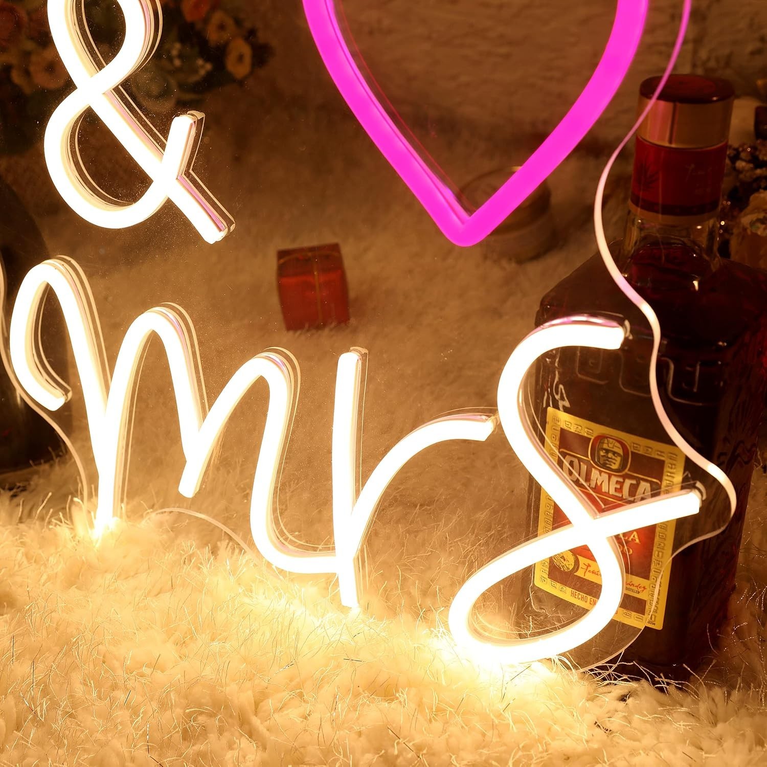 Led Neon Sign «Mr & Mrs» Heart 23″ x14″ Large 110V Wall Decor Wedding Party