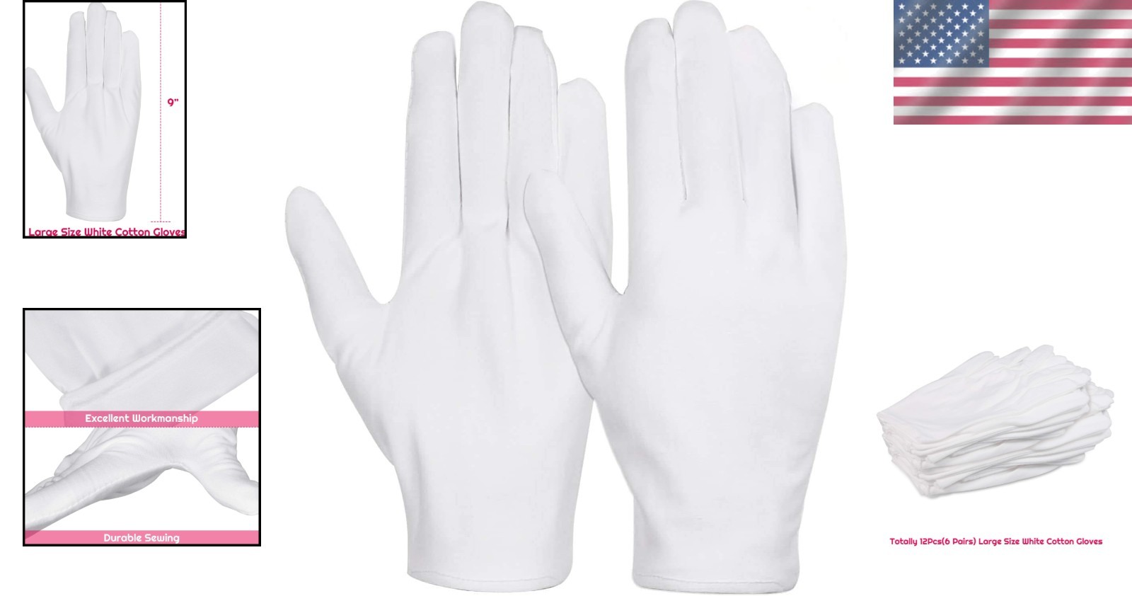 Moisturizing Cotton Gloves – 6 Pairs for Daily Use & Eczema Relief – Large Size