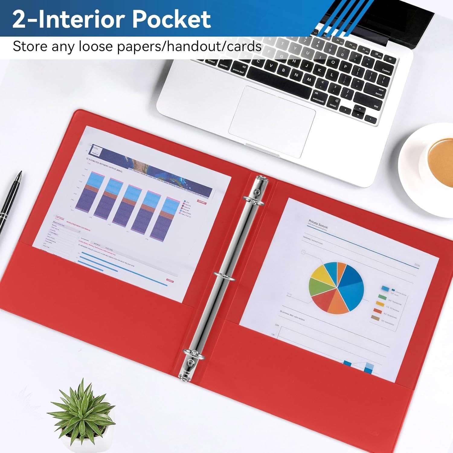 Rainbow 1-Inch 3-Ring Binders with 2 Pockets 6-Pack Office School Use