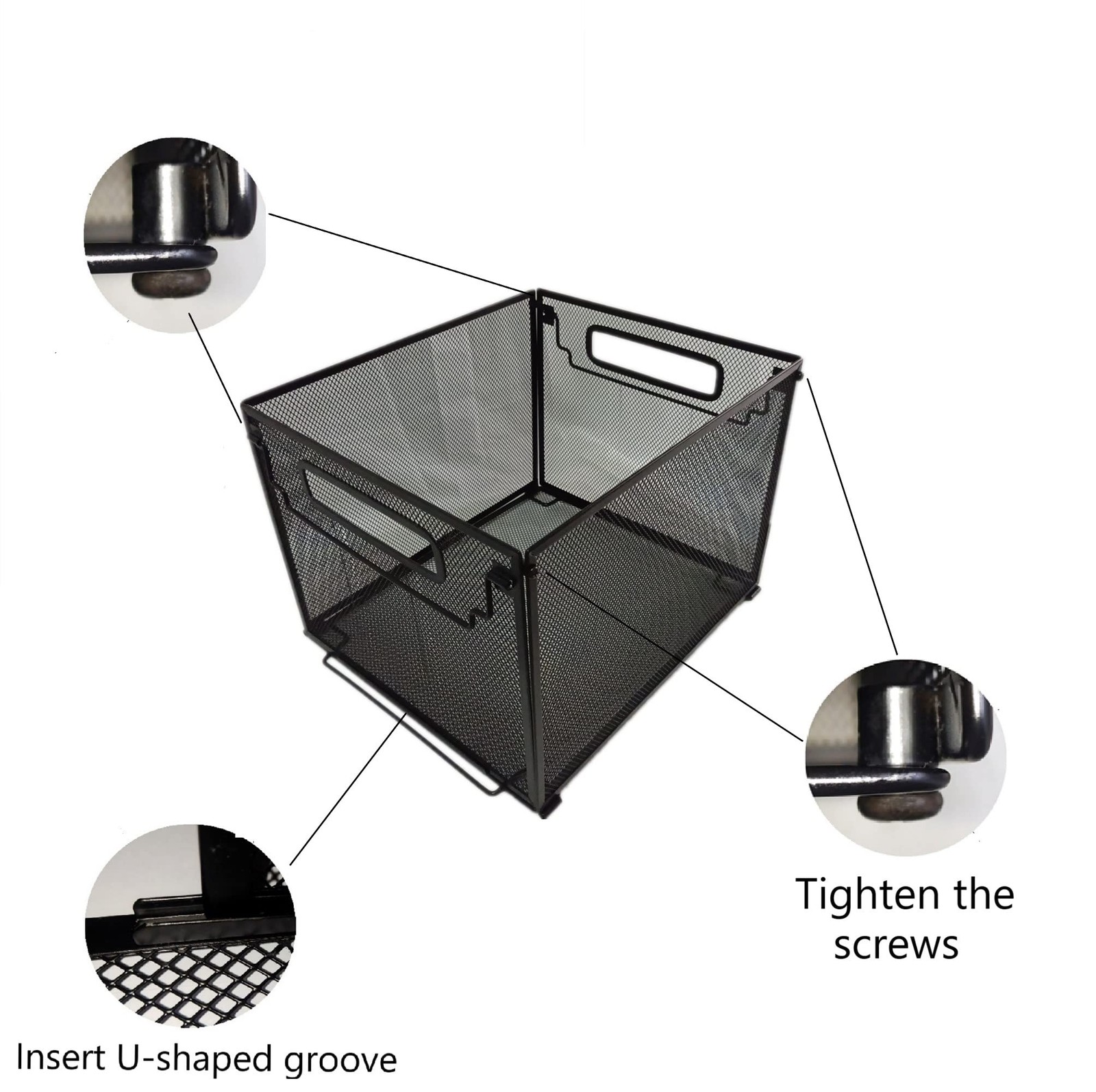 SETTFRFE Letter Size Metal Hanging File Folder Organizer Crate Black