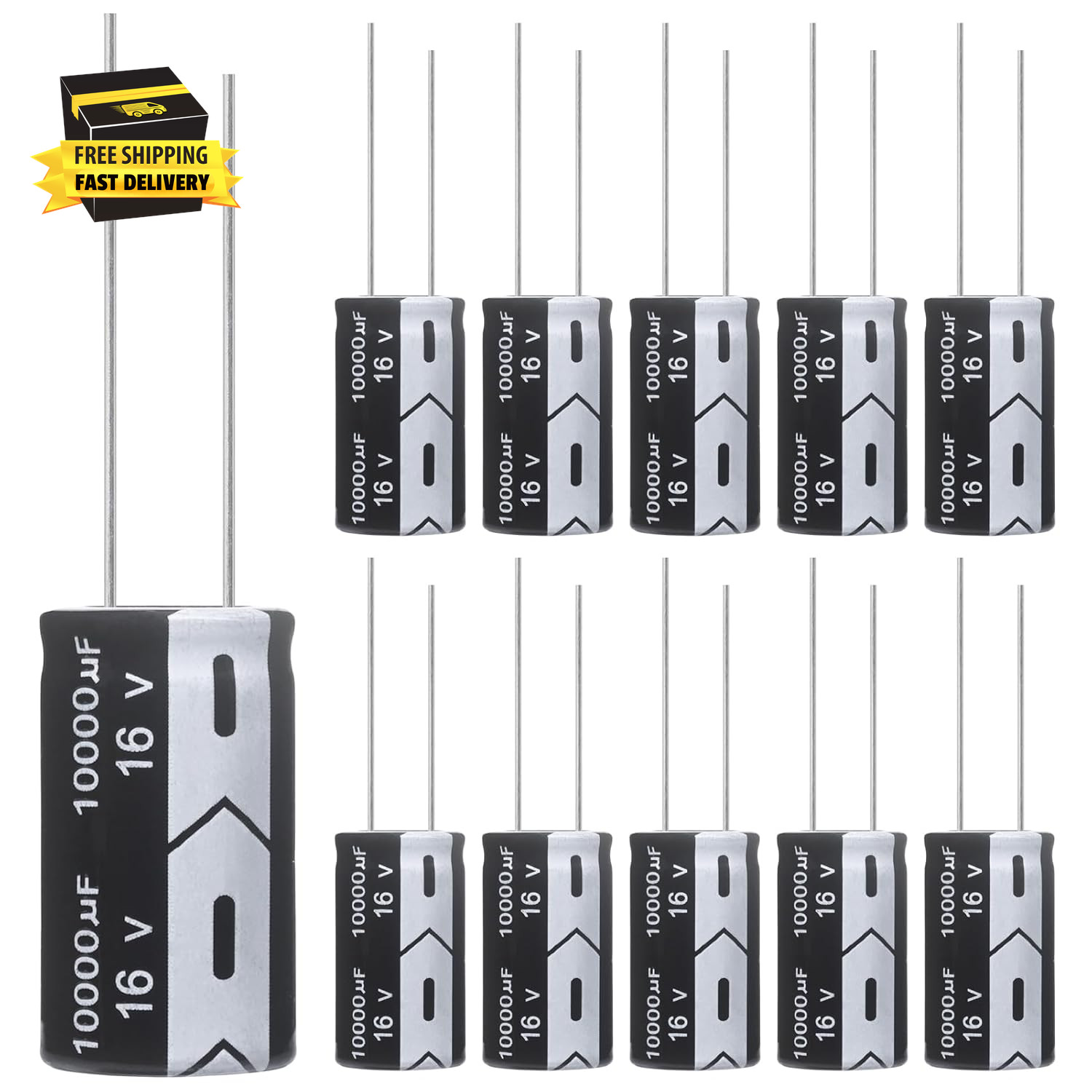 10000Uf 16V 16X30Mm Electrolytic Capacitor 10000 UF MFD 16 Volt 0.63X1.18In Alum