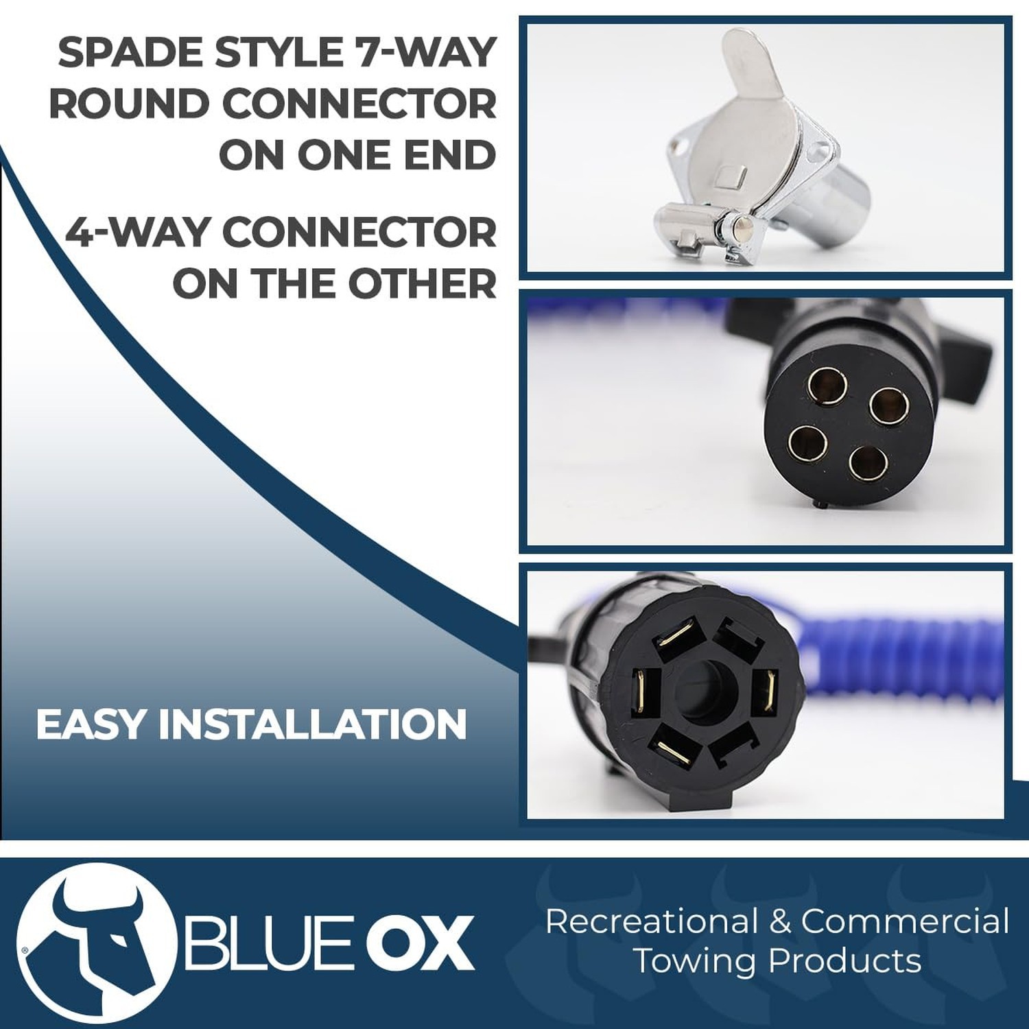Blue Ox BX88254 7-Wire to 4-Wire Coiled Electrical Cable