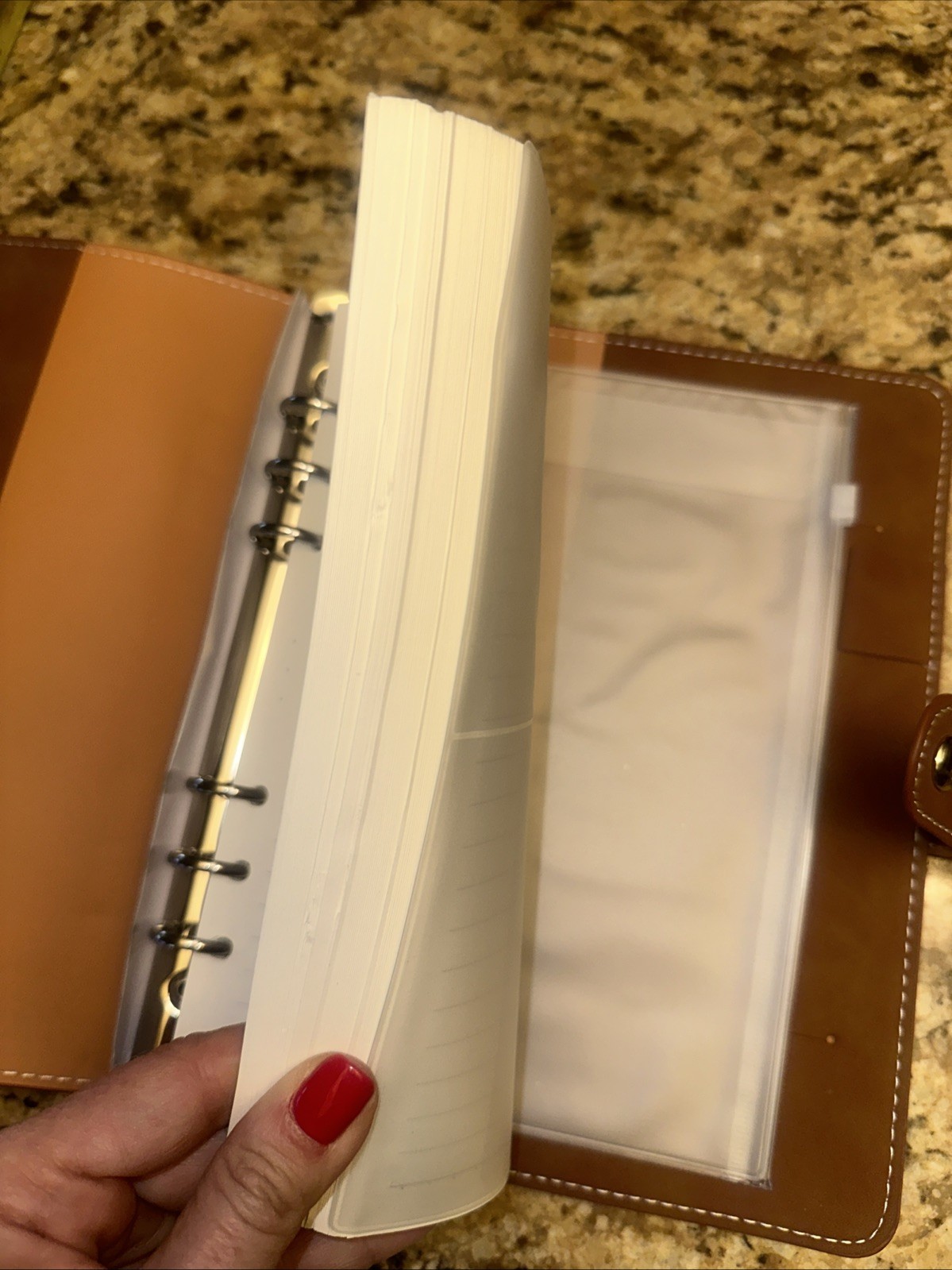 Vegan Leather Brown Diary/notebook With Plastic Pockets. Refillable