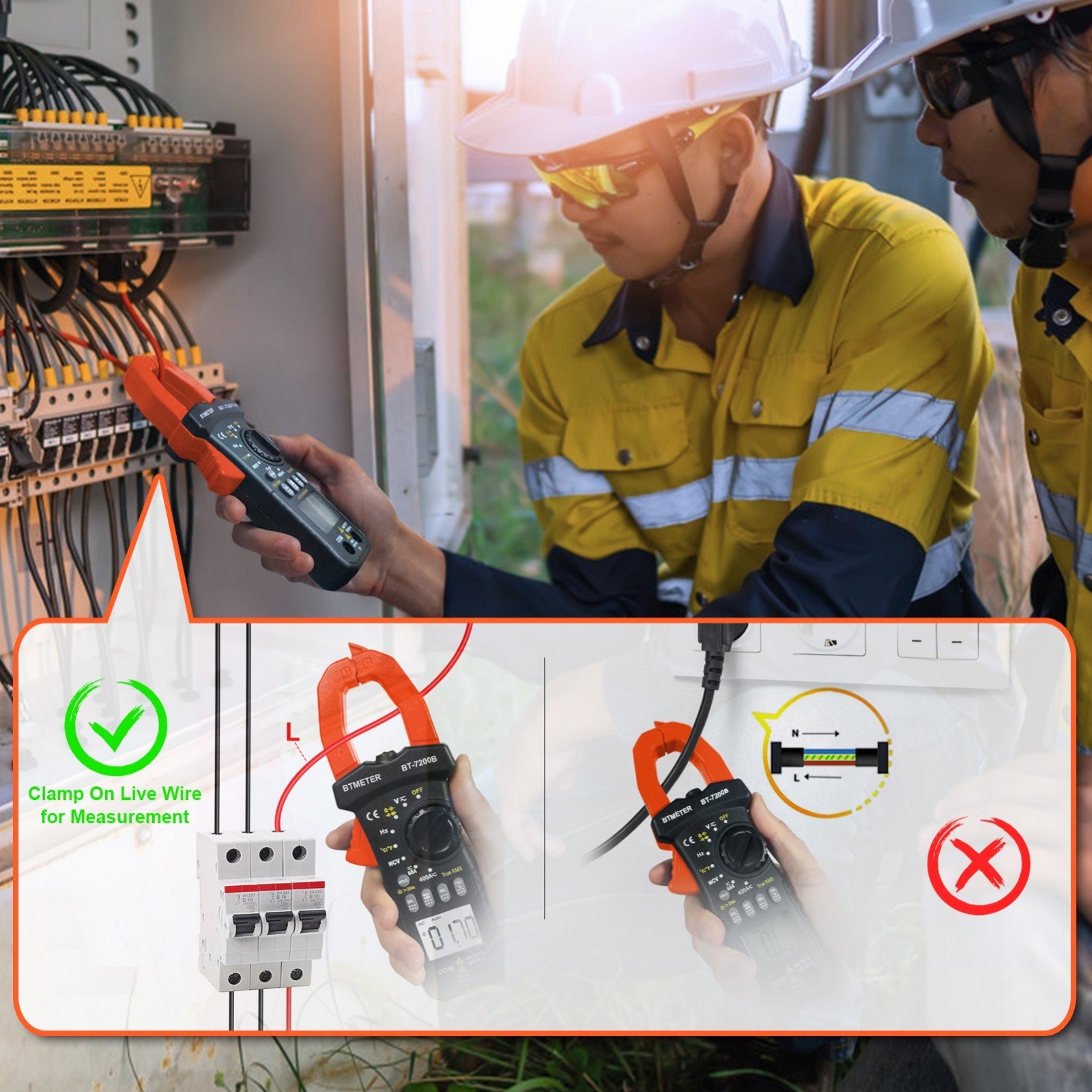 BTMETER Digital Clamp Meter TRMS Multimeter AC DC Volt Amp Ohm NCV Data Logging