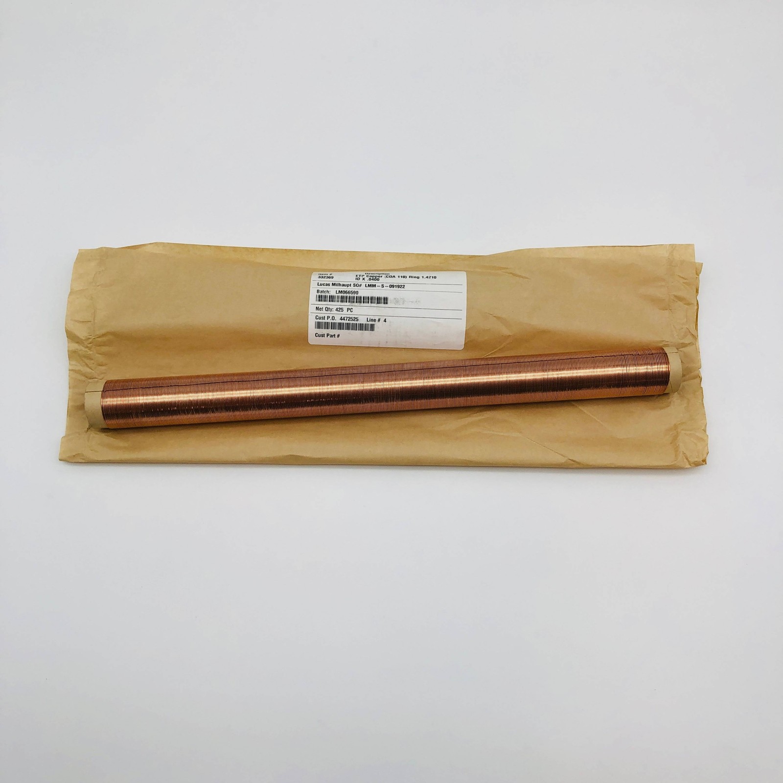 Lucas Milhaupt 332369 ETP Copper CDA 110 Ring 1.4210ID X .0400 Braze Fill 425pcs