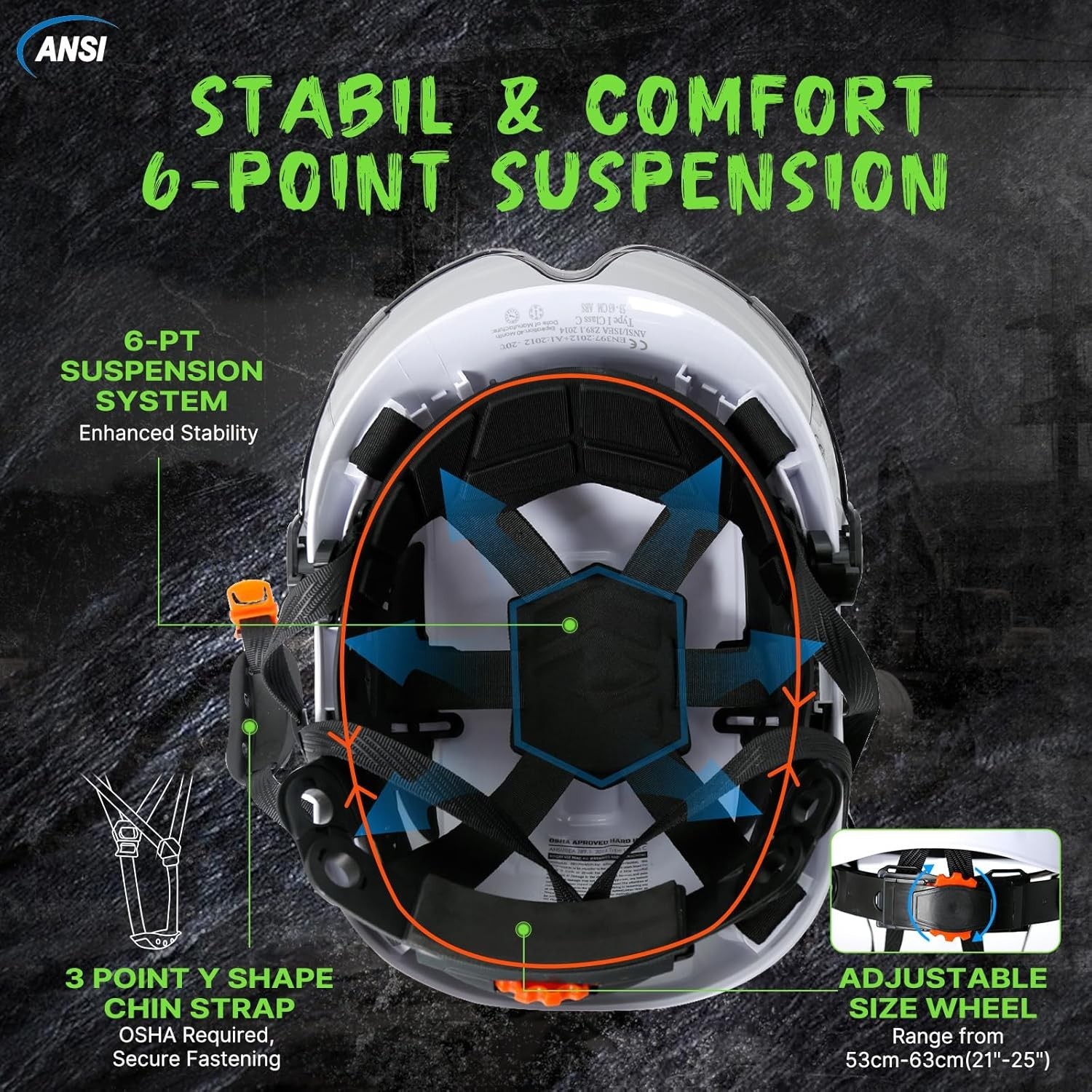 Casco de seguridad ABS ajustable para construcción y escalada talla única US NEW