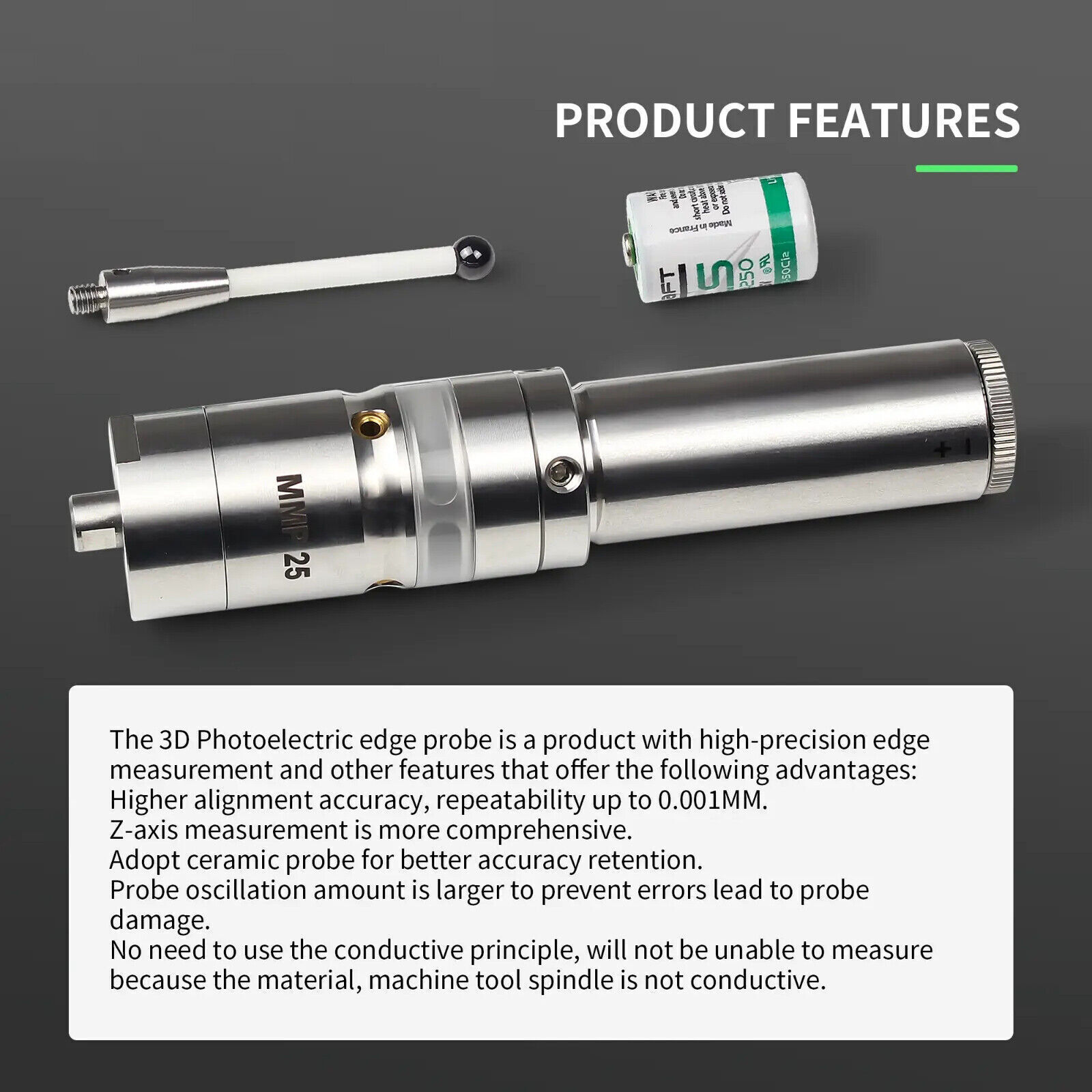 MMP25 3D Light Edge Finder w/ Ceramic Probe to Find CNC Milling Lathe Machining
