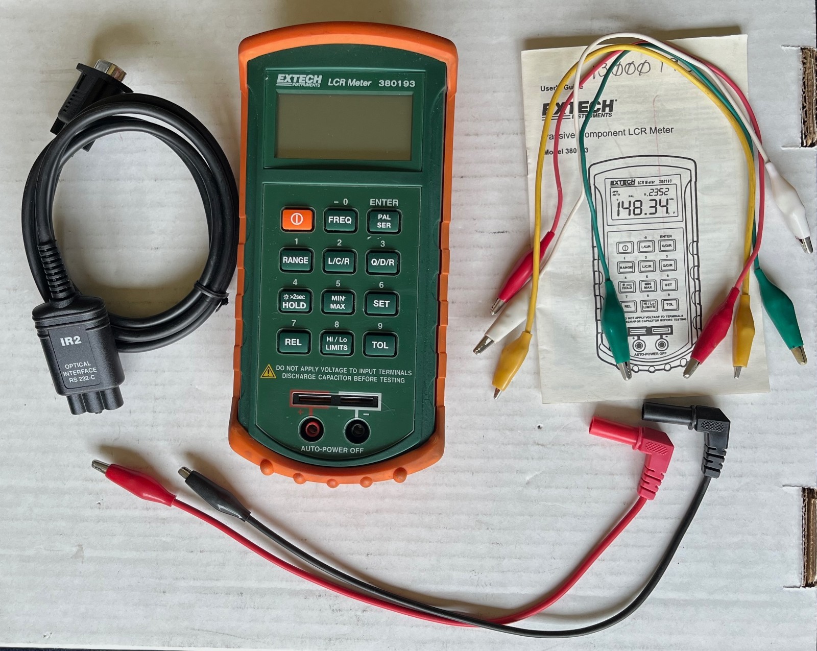 Extech Digital LCR Meter w/Leads, Manual, Optical Interface Cable (Model 380193)