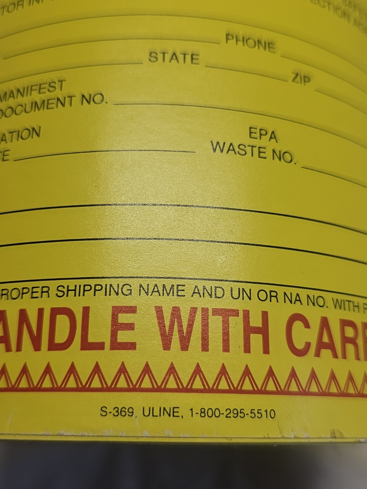Uline S-369 Vinyl Hazard Labels Hazardous Waste 6″×6″ Adhesive Stickers Roll 500
