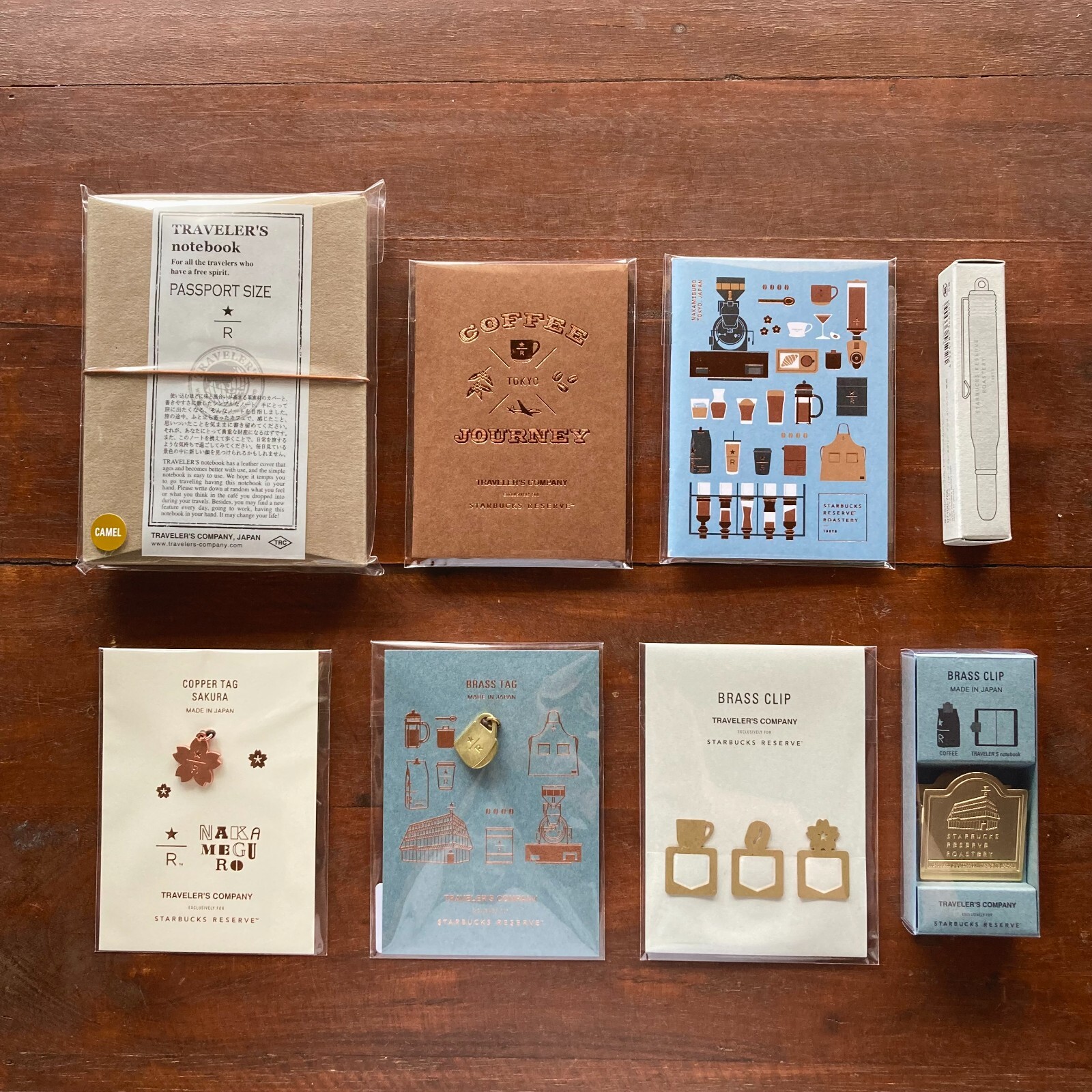 TRAVELER’S notebook Starbucks Reserve Roastery Camel passport size Set of 8