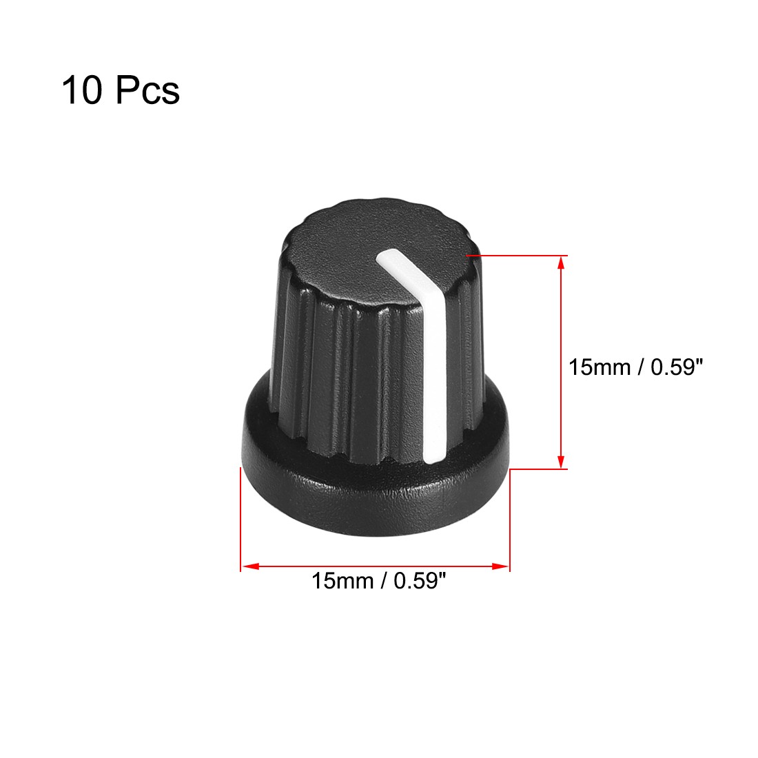 10Pcs 6mm Splined Shaft Hole Knob Pedal Amplifier Black Potentiometer White Mark