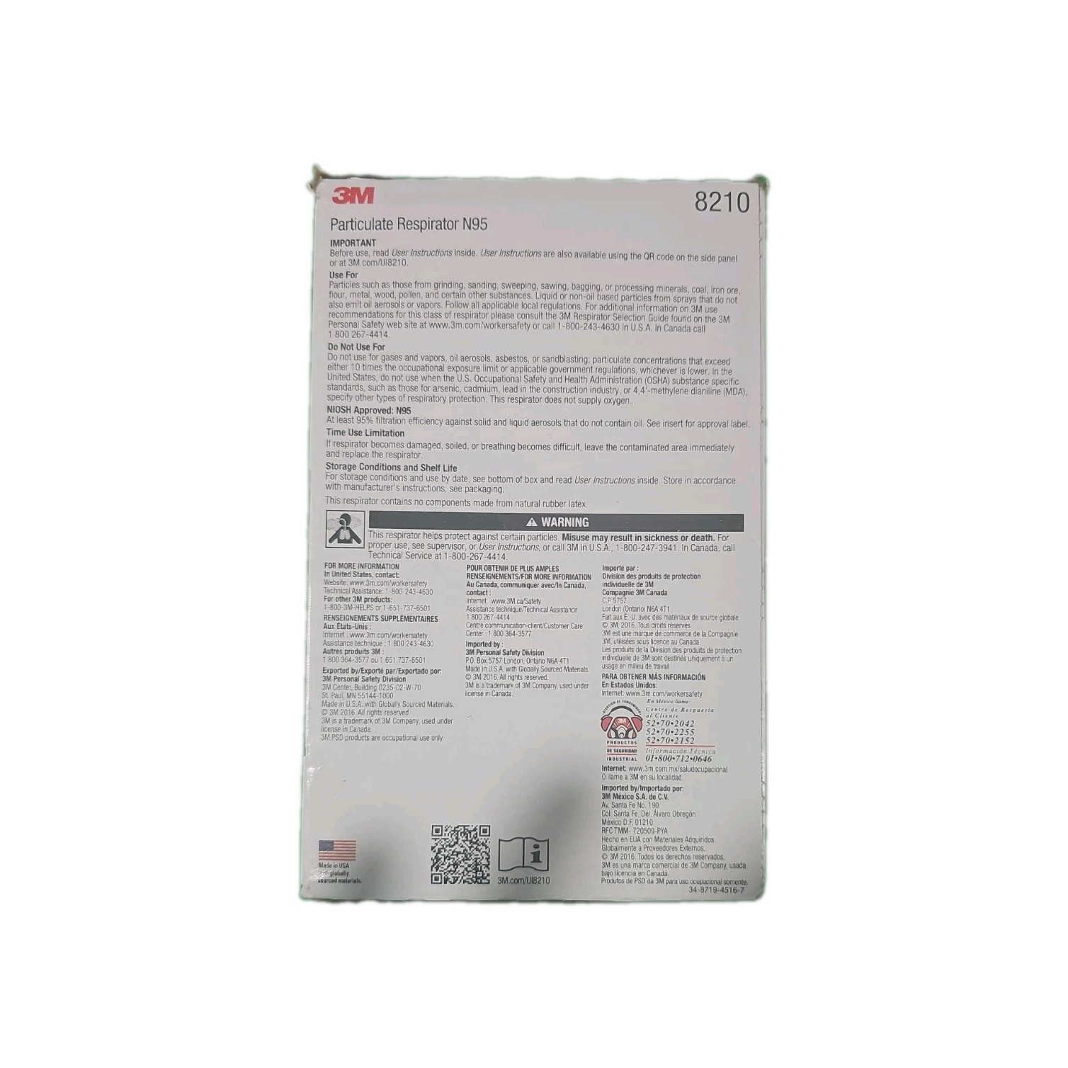 3M 8210 N95 Particulate Respirator Mask Box of 20 EXP 04/2025 NIOSH