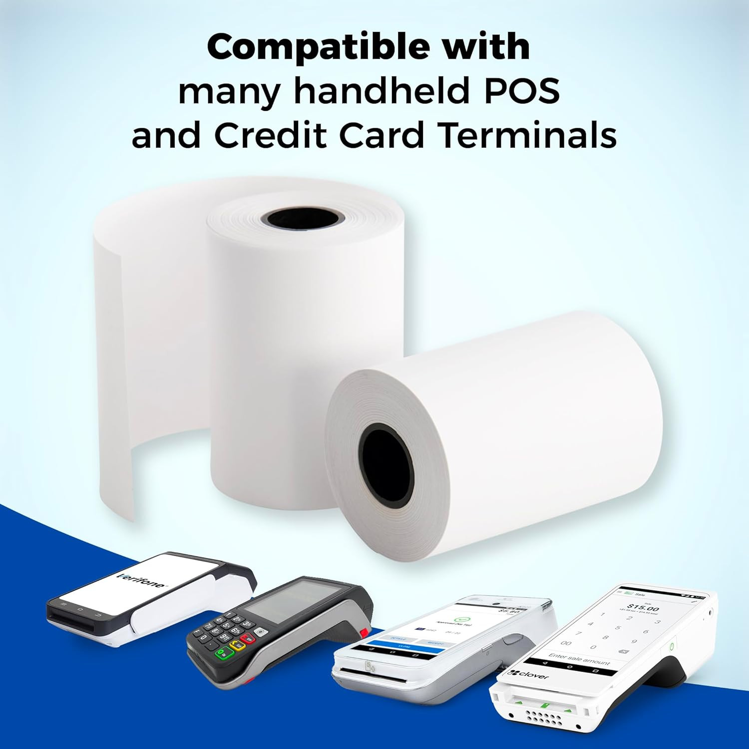 2 1/4” X 65 Ft Thermal Receipt Paper Rolls, Fits Ingenico Desk 3500 Desk 5000