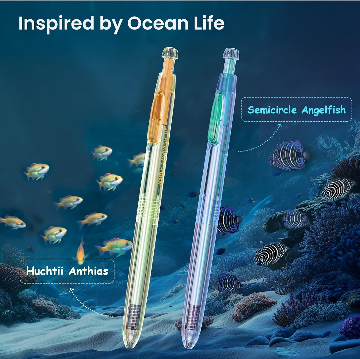 Gel Pens Medium Point: Luminous pen set 0.7mm Black Ink Includes 2 Pens and 2
