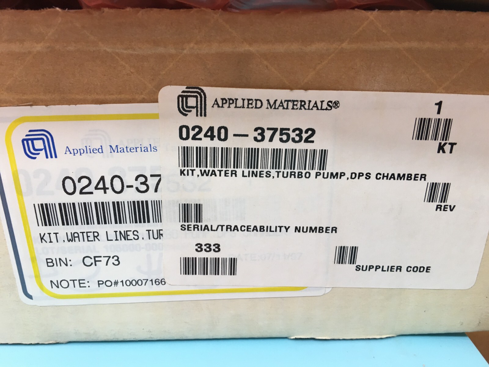 AMAT 0240-37532 Kit, Water Lines, Turbo Pump, DPS Chamber, 0250-10934, 159445