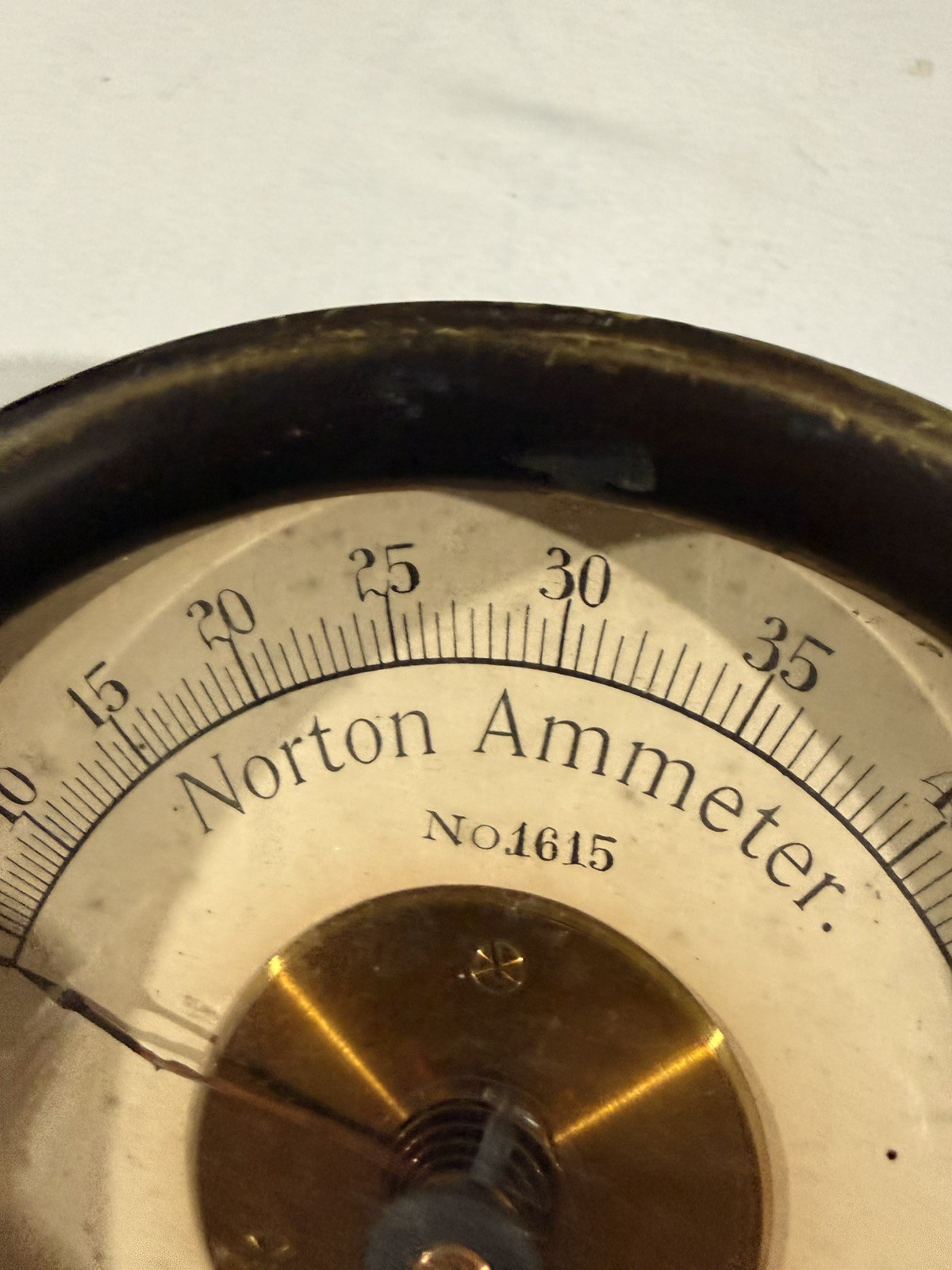 Antique Norton Ammeter No. 1615 – Brass Industrial Electrical Gauge CT