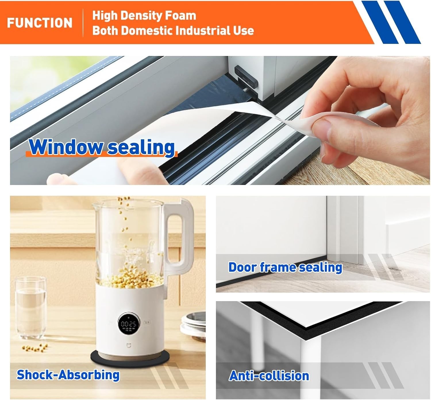 1/2in Wide X 1/4in Thick Foam Tape For Door Insulation Window Seal | Closed Cell