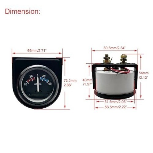 52mm/2in Ammeter Gauge 60-0-60A AMPS Gauge Ampere Meter for Car Motorcycle Vehic