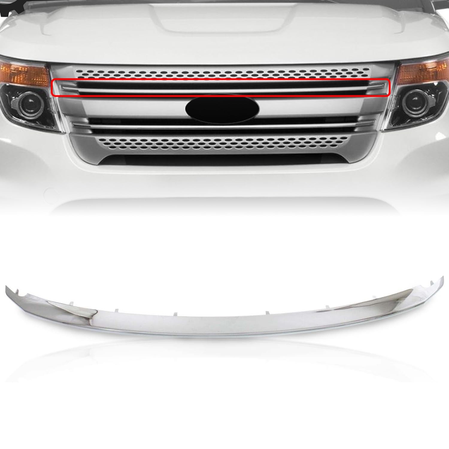Front Honeycomb Chrome Bumper Grille Trim for 2011-2015 Ford Explorer BB5Z8200AA