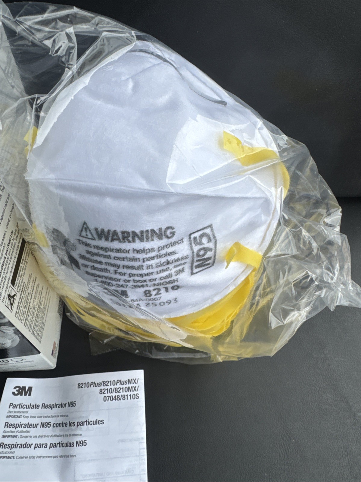 FREE SHIP | 3M 8210 N95 Mask Box of 20 Protective Particulate Respirator 12/25