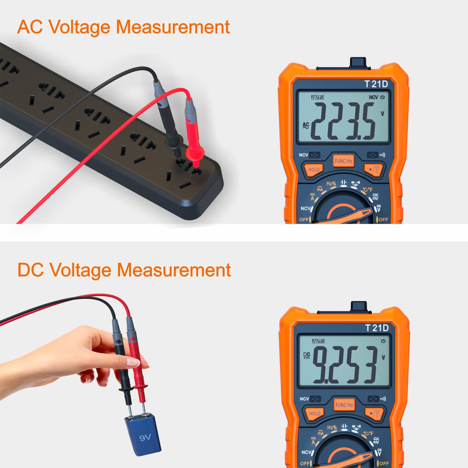 Auto-Ranging Digital Multimeter, TRMS 6000 Counts AC DC Voltmeter Ohm Volt Amp