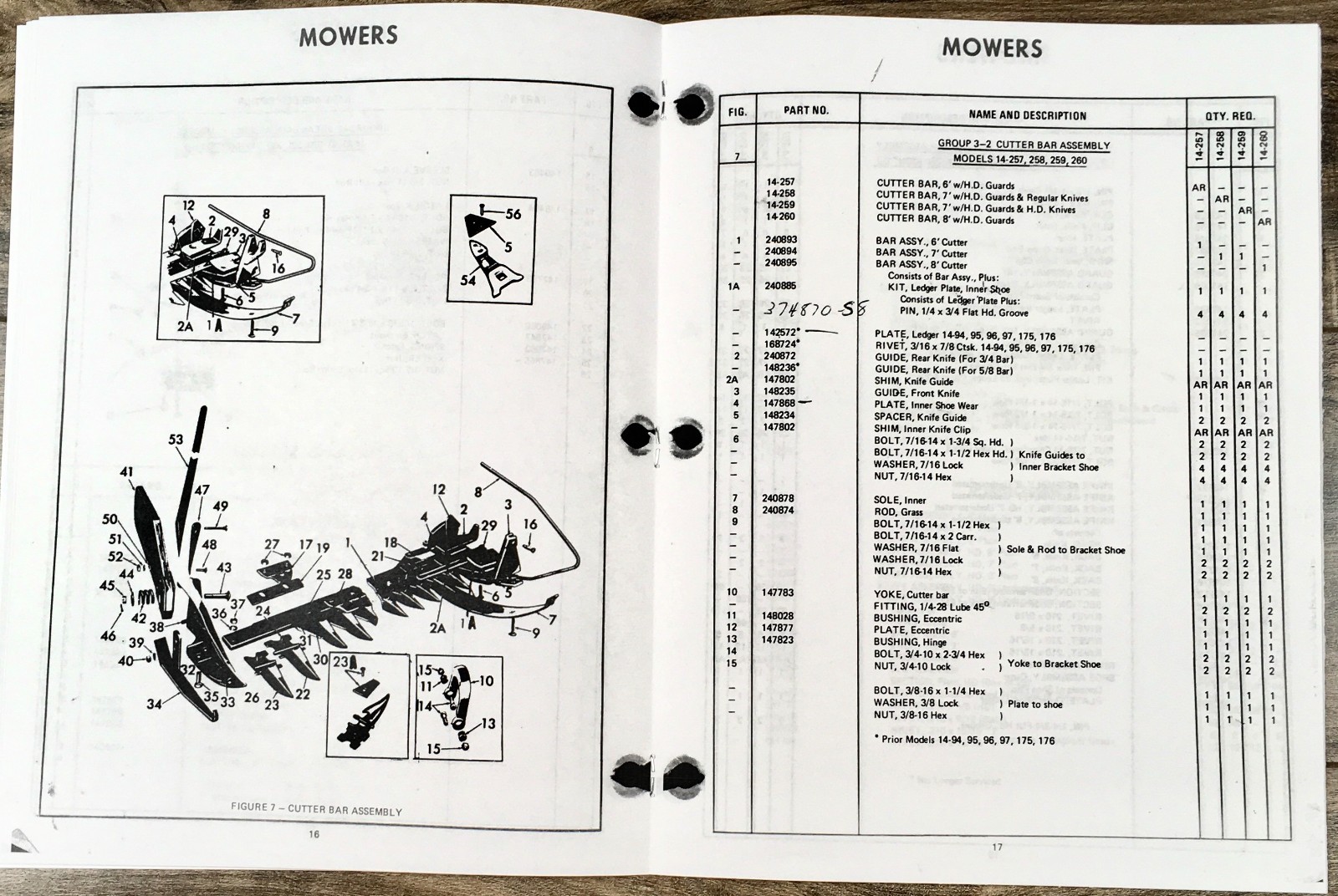 Ford 14-92 14-257 14-320 Attached Mower Operators Parts Manual Set Bar Sickle
