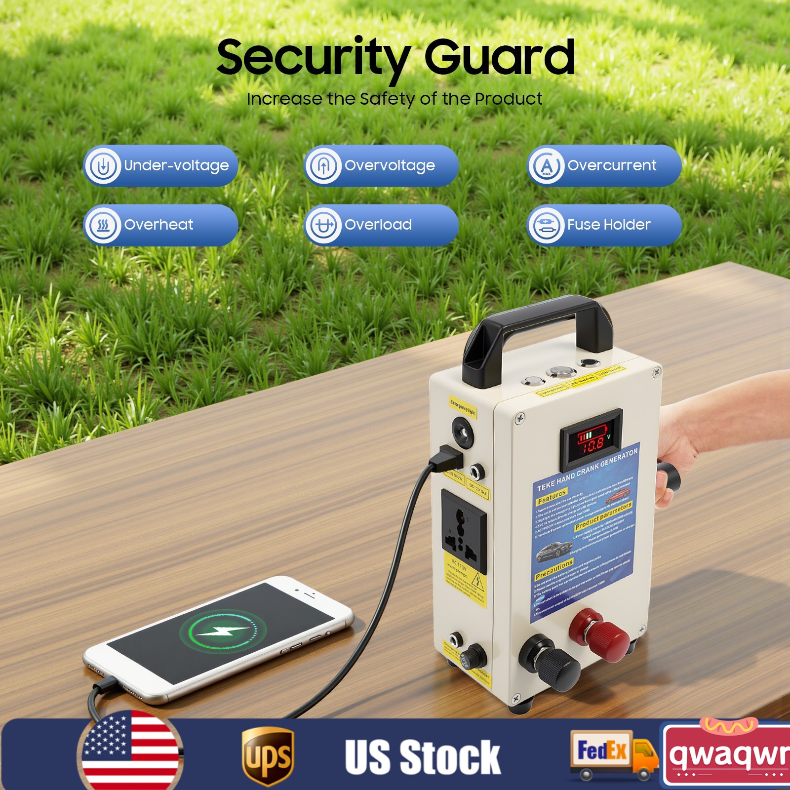 150W Portable Manual Hand Crank Dynamo Generator Emergency Survival Power Energy