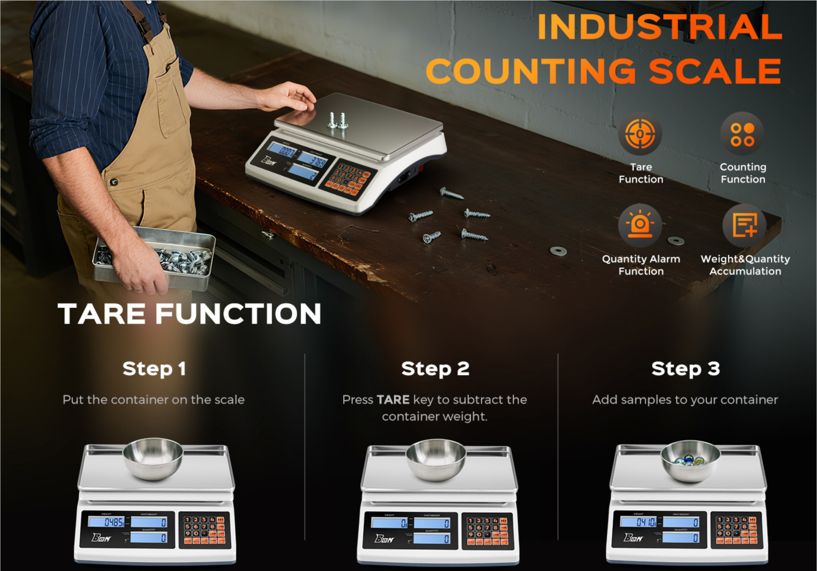 Stainless Steel Counting Scale 66lb 30kg Digital Parts Industrial Scale Battery