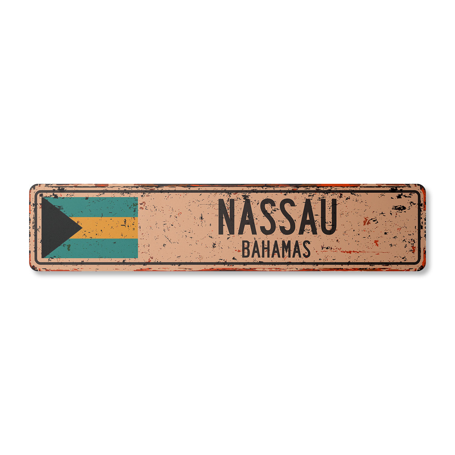 NASSAU BAHAMAS Vintage Street Sign Bahamian flag city country road wall rustic