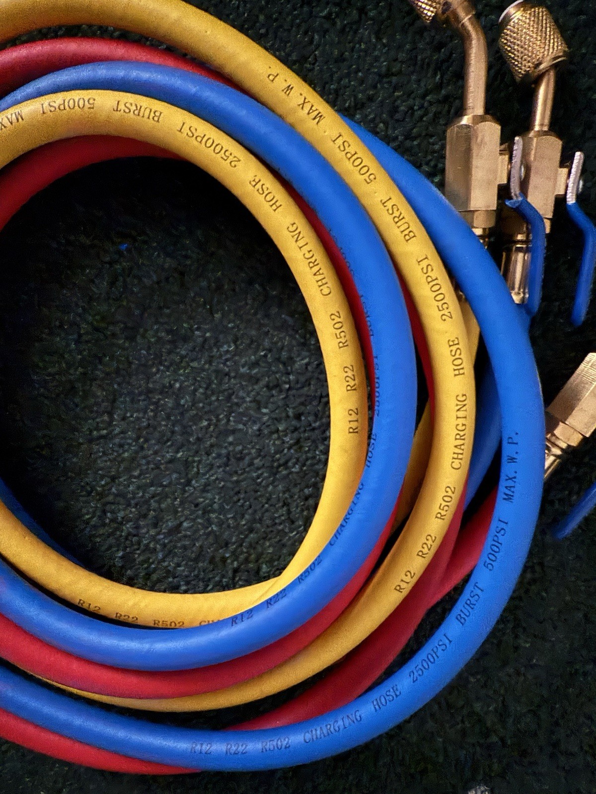 YELLOW JACKET Charging/Vacuum Hose Set 3pc 60in 1/4in 500psi R12/R22/R502