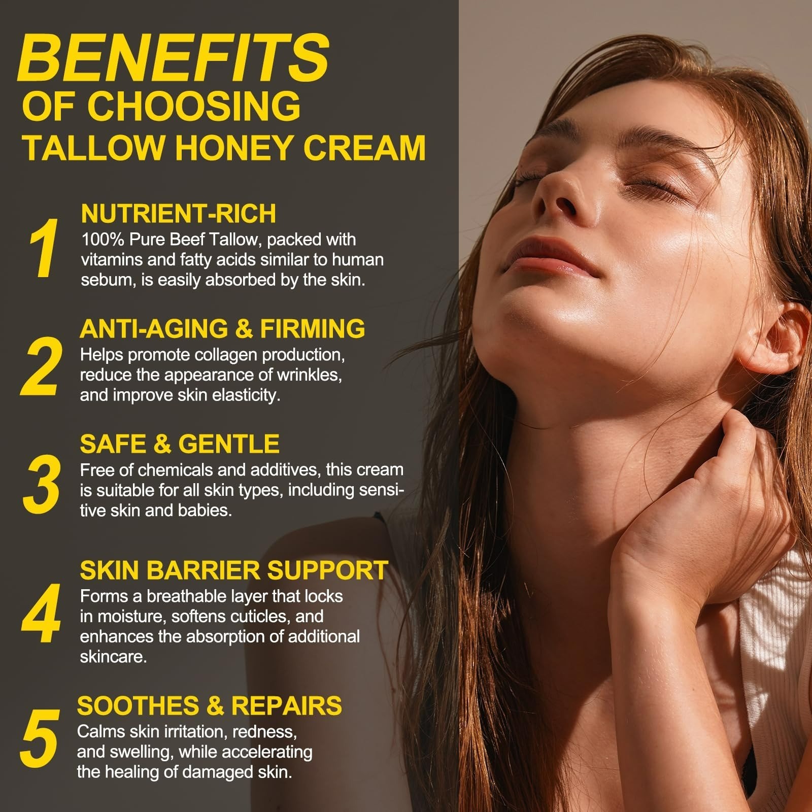 VIOFAIRY Tallow Honey Balm Face Moisturizer 4 oz Organic Beef Tallow