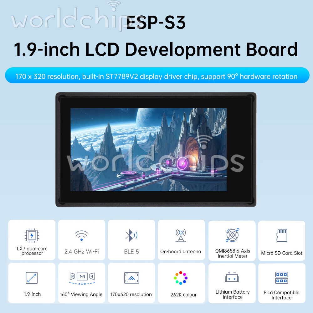 1.9 inch Dual Core ESP32-S3 WiFi Bluetooth Development Board LCD Touch Module