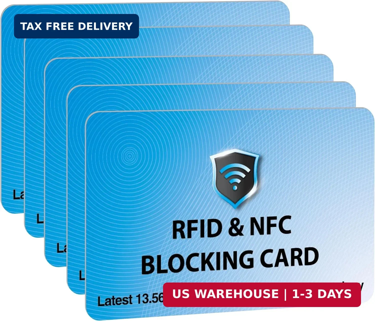 5 Pack RFID Blocking Card for Credit Debit ID Card, Sky Blue | Slim A