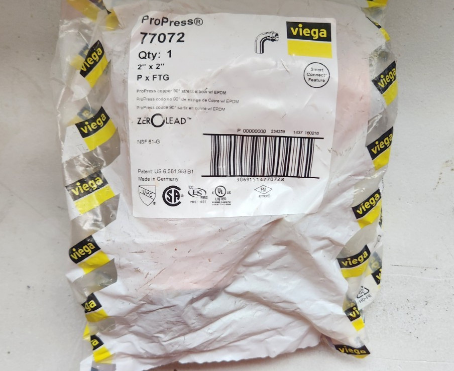 Viega Propress – 77072 – 90° Street Elbow, 2″ X 2″ – Copper – Fast Shipping!!
