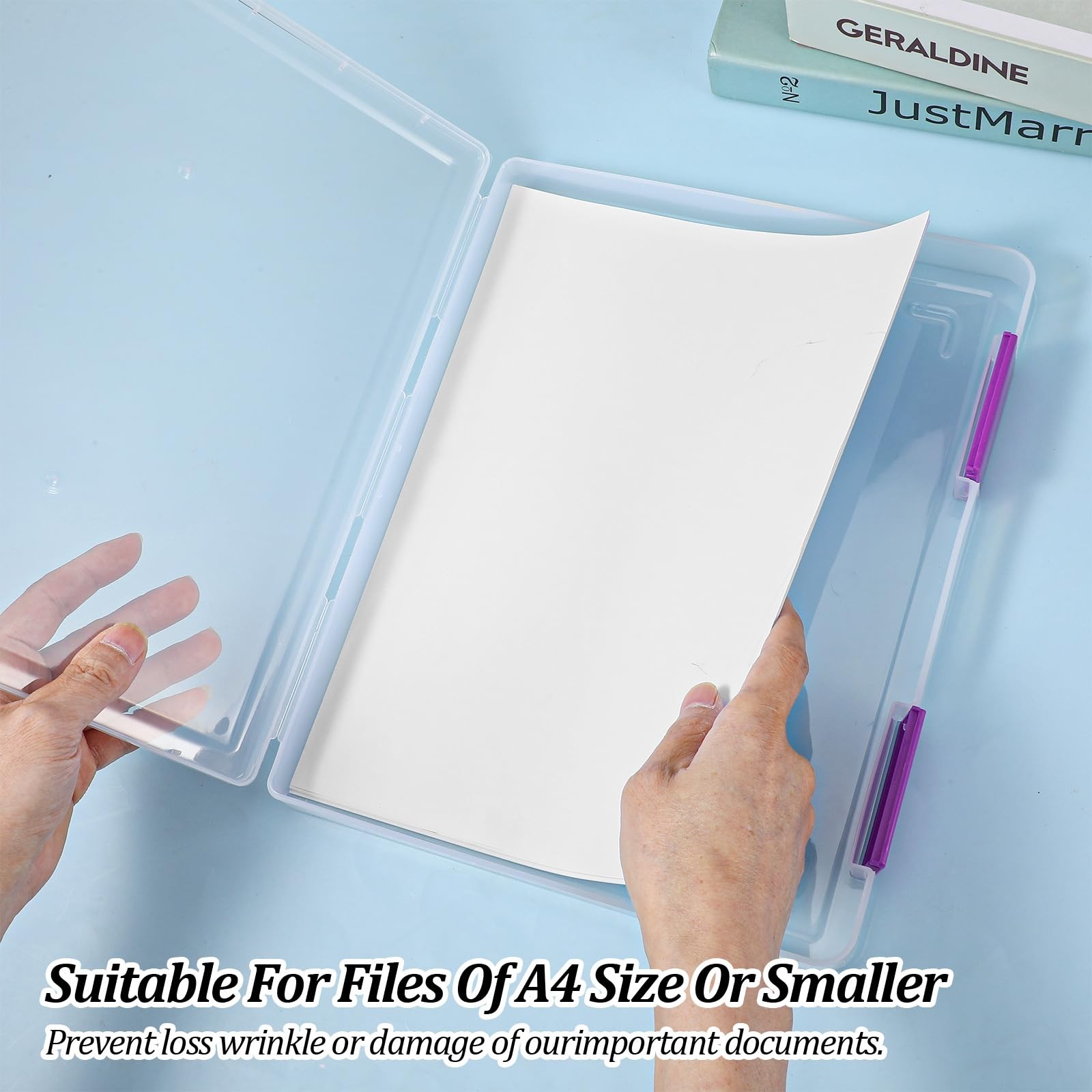 zisiueel 6 Pcs Clear A4 File Box Document 12.4 x 9.65 x 1.18 inches, clear