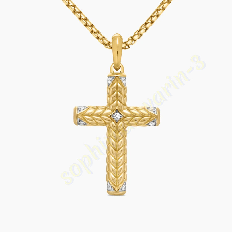 NEWDAVIDYURMAN.18K-GOLD LARGE DIAMOND CHEVRON CROSS PENDANT