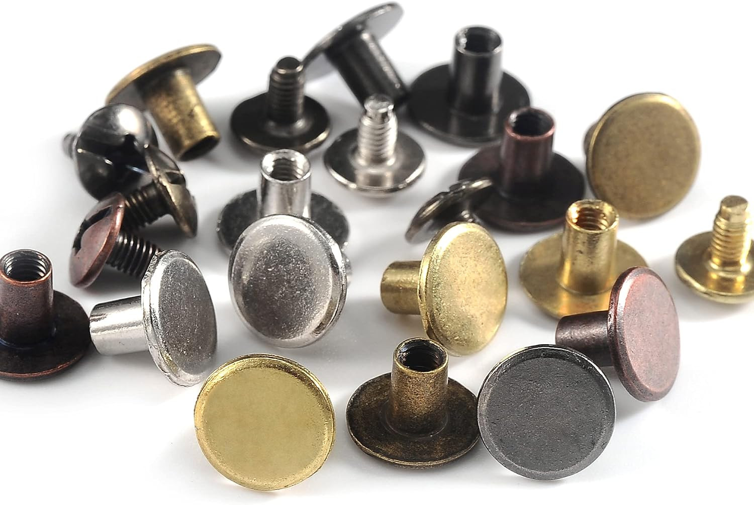 125 Sets Mixed Colors Round Flat Head Chicago Screws All Colors Mixed in Box