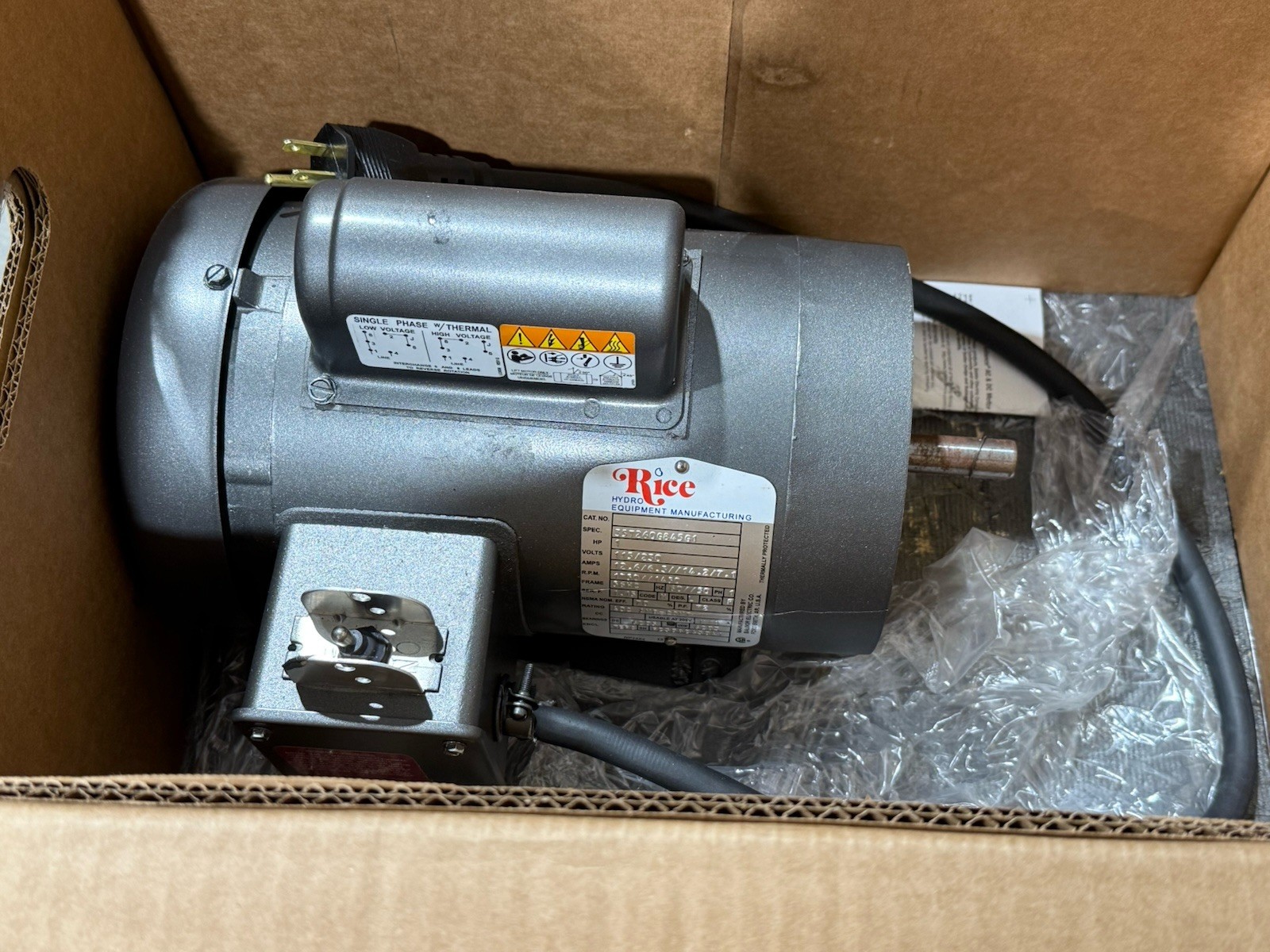 ABB Rice 35T260G845G1 Pump Motor 1HP 115V/230V 1750/1450 RPM New